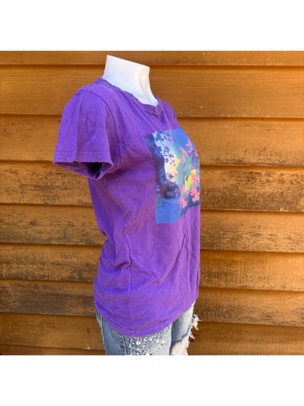 Hot Topic Disney Mulan Purple Graphic Tee Womens Size L Cherry Blossom Design - Picture 7 of 9